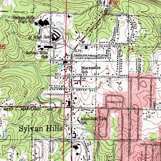 Topographic Map of Maranatha School, AR