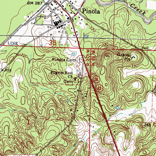 Topographic Map of Pilgrim Rest Church, MS