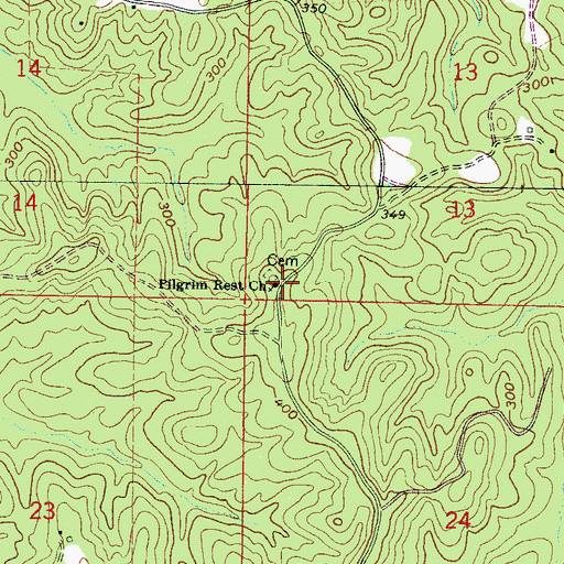 Topographic Map of Pilgrim Rest Church, MS