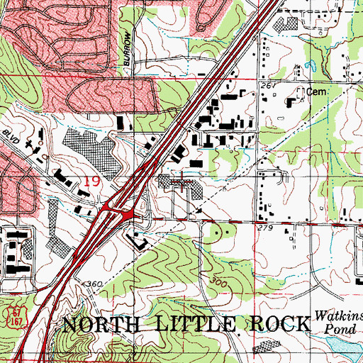 Topographic Map of Market Plaza Shopping Center, AR