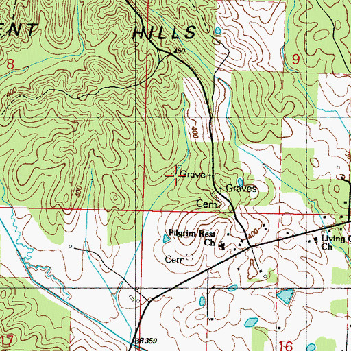 Topographic Map of Pilgrim Rest Church, MS