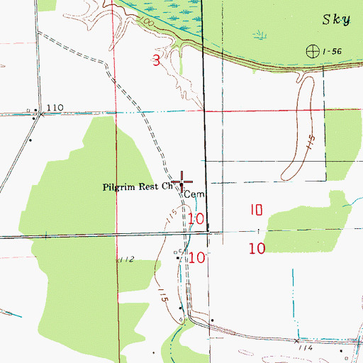 Topographic Map of Pilgrim Rest Church, MS