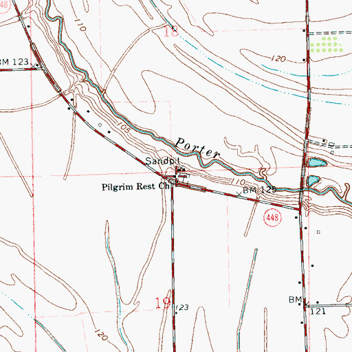 Topographic Map of Pilgrim Rest Church, MS