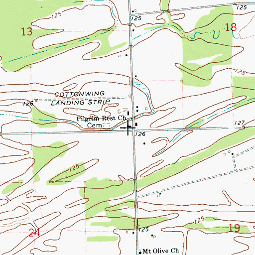 Topographic Map of Pilgrim Rest Church, MS