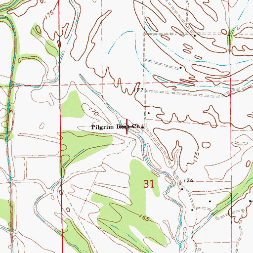 Topographic Map of Pilgrim Rest Church, MS