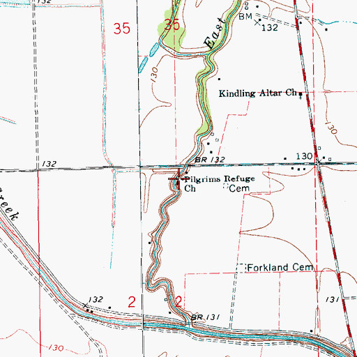 Topographic Map of Pilgrims Refuge Church, MS