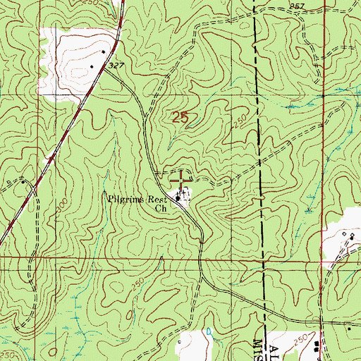Topographic Map of Pilgrims Rest Church, MS