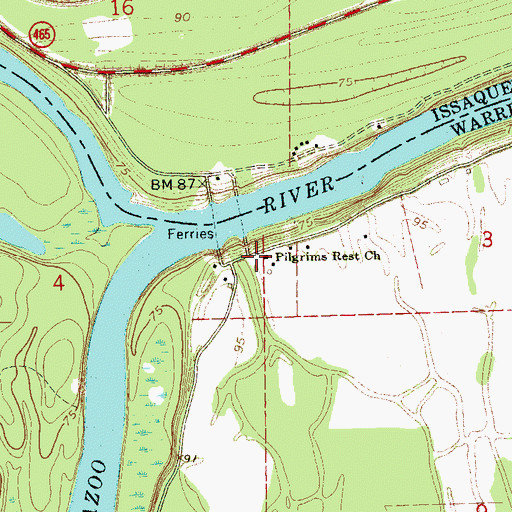 Topographic Map of Pilgrims Rest Church, MS