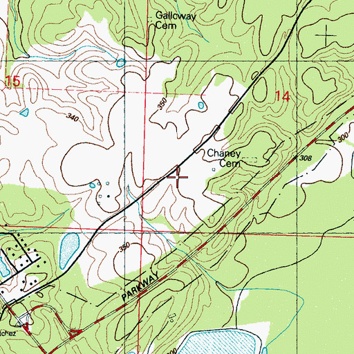 Topographic Map of Pilgrims Rest Church, MS