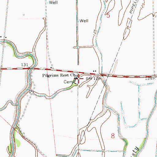 Topographic Map of Pilgrims Rest Church, MS