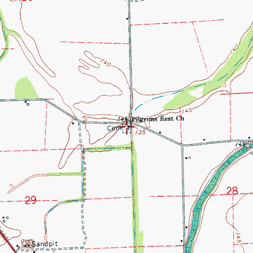 Topographic Map of Pilgrims Rest Church, MS
