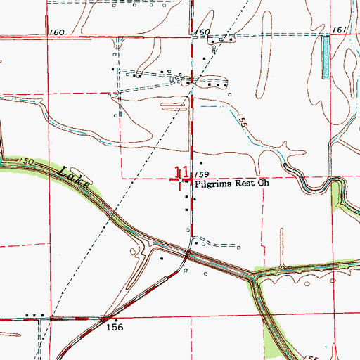 Topographic Map of Pilgrims Rest Church, MS