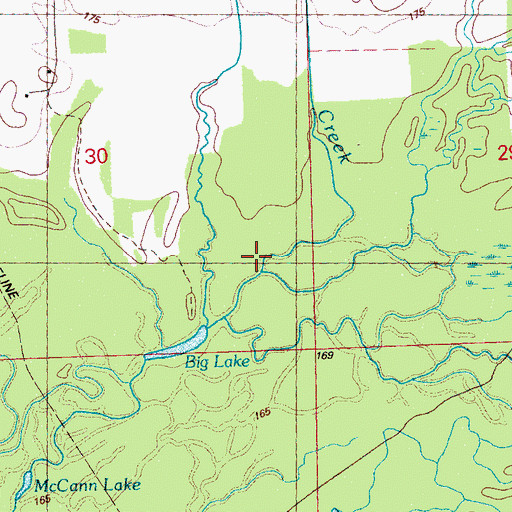 Topographic Map of Pin Creek, MS