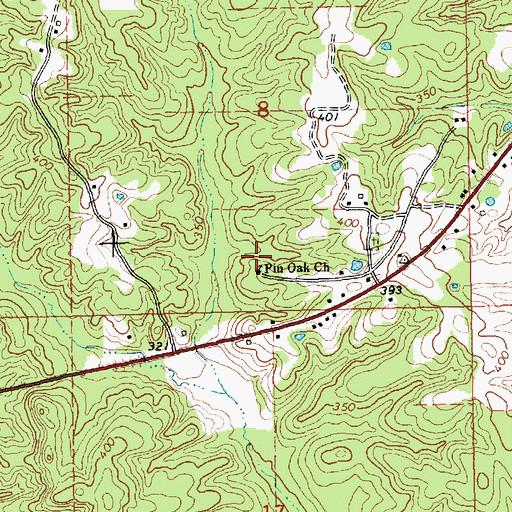 Topographic Map of Pin Oak Church, MS