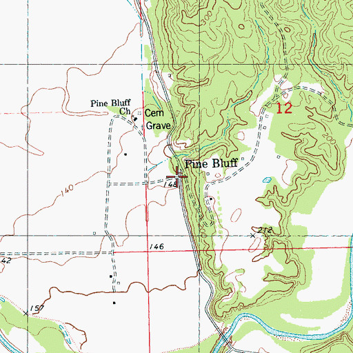 Topographic Map of Pine Bluff, MS