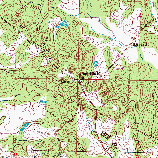 Topographic Map of Pine Bluff Church, MS
