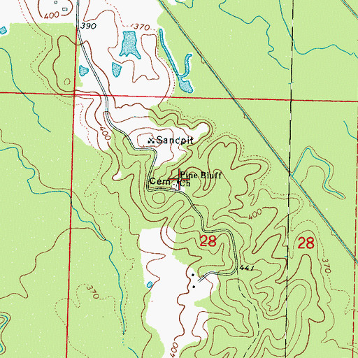 Topographic Map of Pine Bluff Church, MS