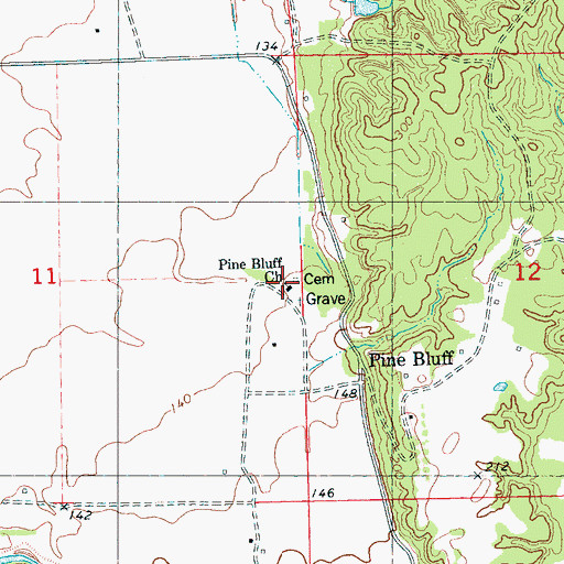 Topographic Map of Pine Bluff Church, MS