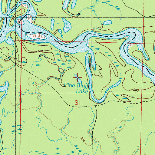 Topographic Map of Pine Bluff Lake, MS