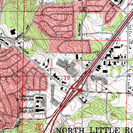 Topographic Map of McCain Mall Shopping Center, AR