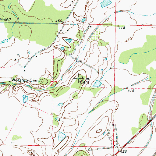 Topographic Map of Pine Cemetery, MS