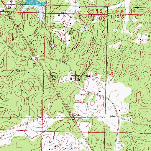 Topographic Map of Pine Flat School, MS