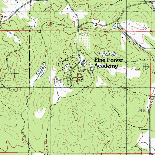 Topographic Map of Pine Forest Academy, MS