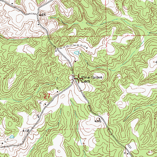 Topographic Map of Pine Grove Cemetery, MS