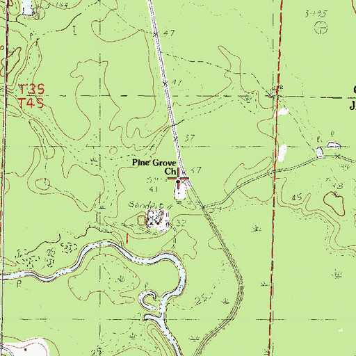 Topographic Map of Pine Grove Church, MS