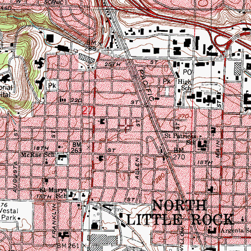 Topographic Map of Metropolitan Community Church of the Rock, AR