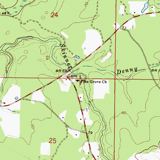 Topographic Map of Pine Grove Church, MS