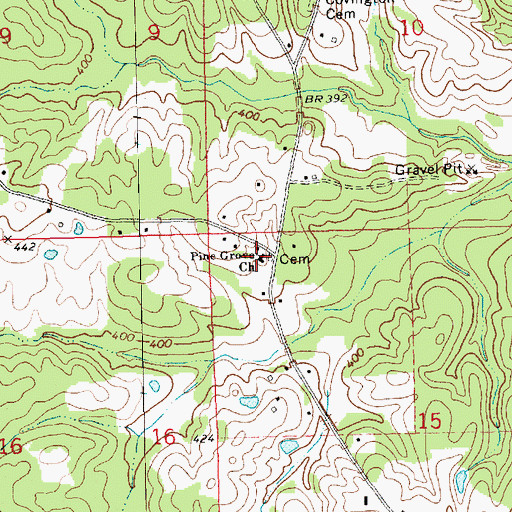 Topographic Map of Pine Grove Church, MS