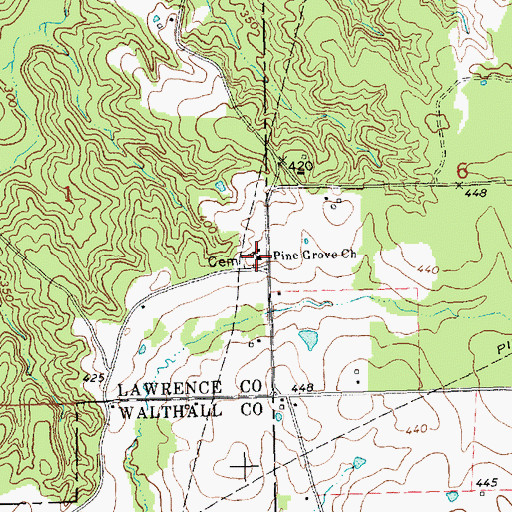 Topographic Map of Pine Grove United Pentecostal Church, MS