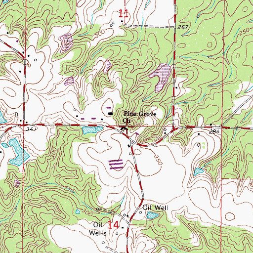 Topographic Map of Pine Grove Church, MS