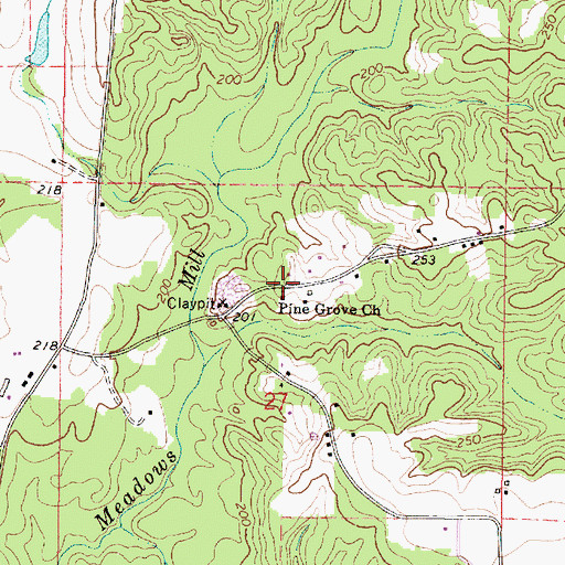 Topographic Map of Pine Grove Church, MS