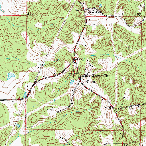 Topographic Map of Pine Grove Church, MS