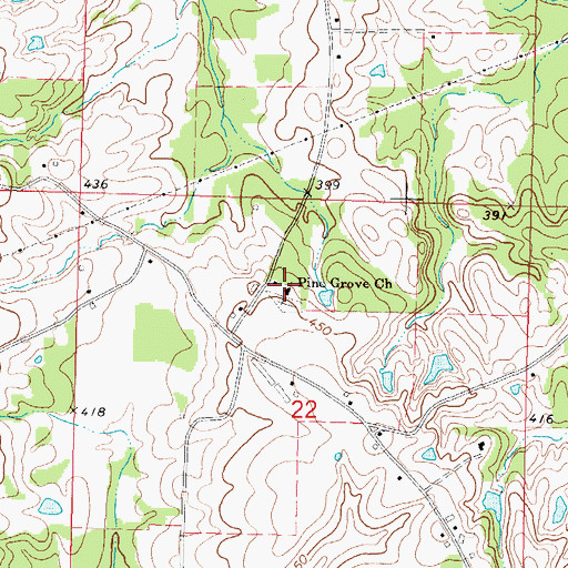 Topographic Map of Pine Grove Church, MS