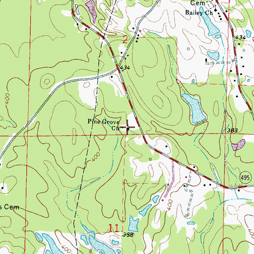 Topographic Map of Pine Grove Church, MS