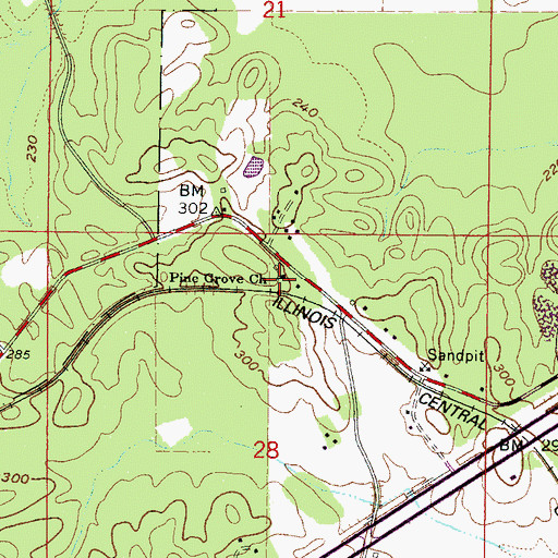 Topographic Map of Pine Grove Church, MS