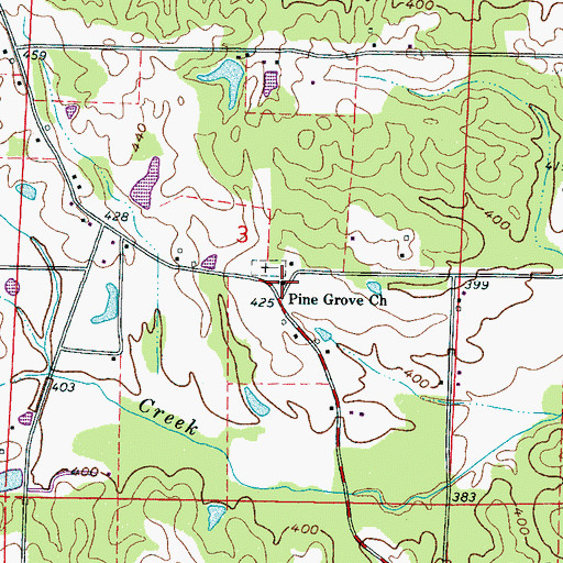 Topographic Map of Pine Grove Baptist Church, MS