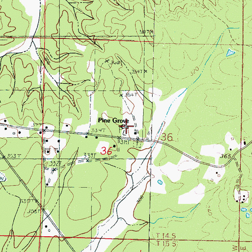 Topographic Map of Pine Grove Church, MS