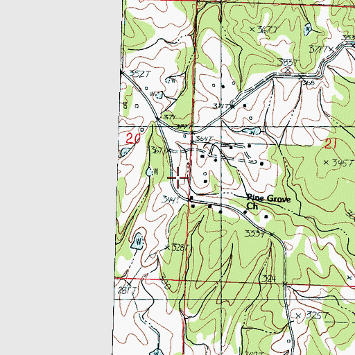 Topographic Map of Pine Grove Church, MS