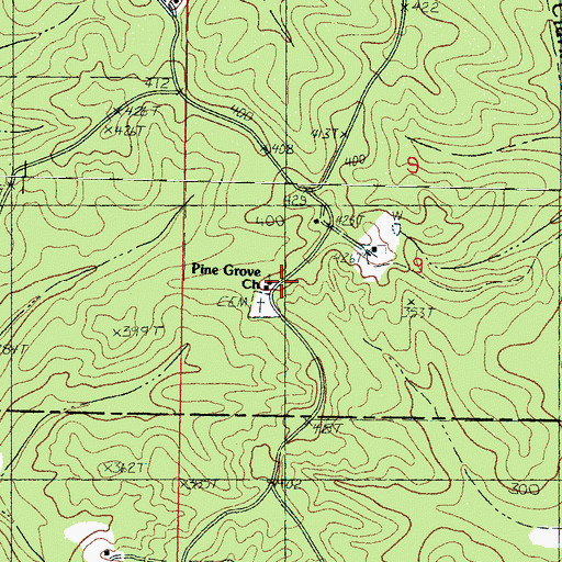 Topographic Map of Pine Grove Church, MS