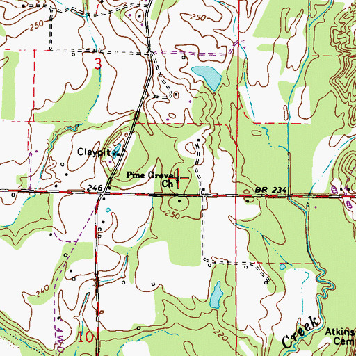 Topographic Map of Pine Grove United Methodist Church, MS