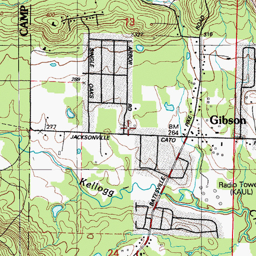 Topographic Map of Mount Carmel School (historical), AR