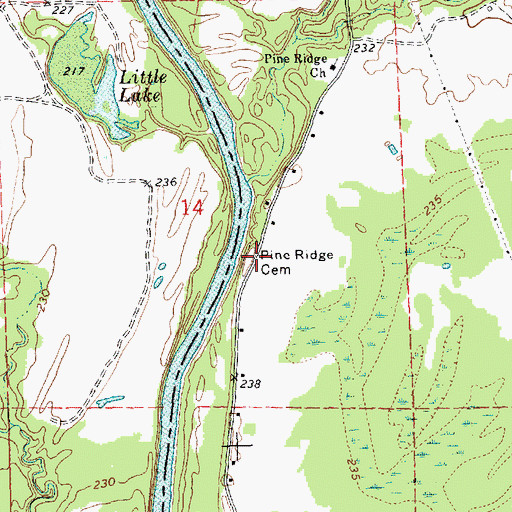 Topographic Map of Pine Ridge Cemetery, MS