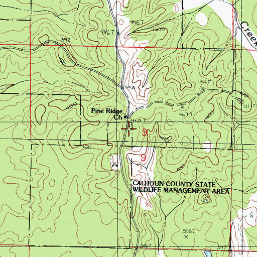 Topographic Map of Pine Ridge Cemetery, MS