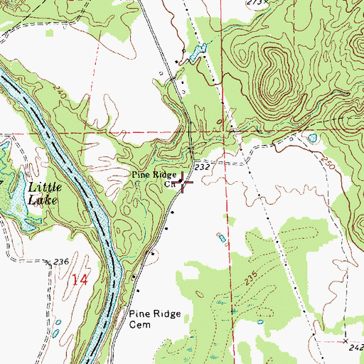 Topographic Map of Pine Ridge Church, MS