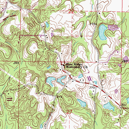 Topographic Map of Pine Ridge Missionary Church, MS