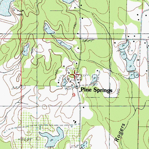 Topographic Map of Pine Springs, MS